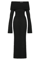 Marisol Off Shoulder Boucle Maxi Dress - Black